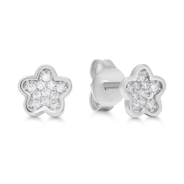 Hopeakorvakorut kukka zirkoneilla