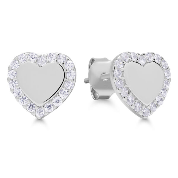 Hopeakorvakorut sydän kirkkailla zirkoneilla