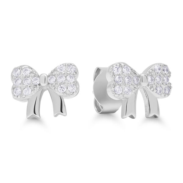 Hopeiset rusettikorvakorut zirkoneilla