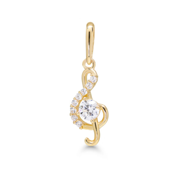 Kaunis nuottiavain riipus keltakultaa