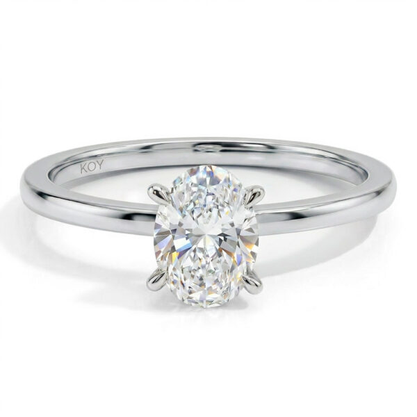Ovaali 0.50ct labratimanttisormus 14K valkokultaa