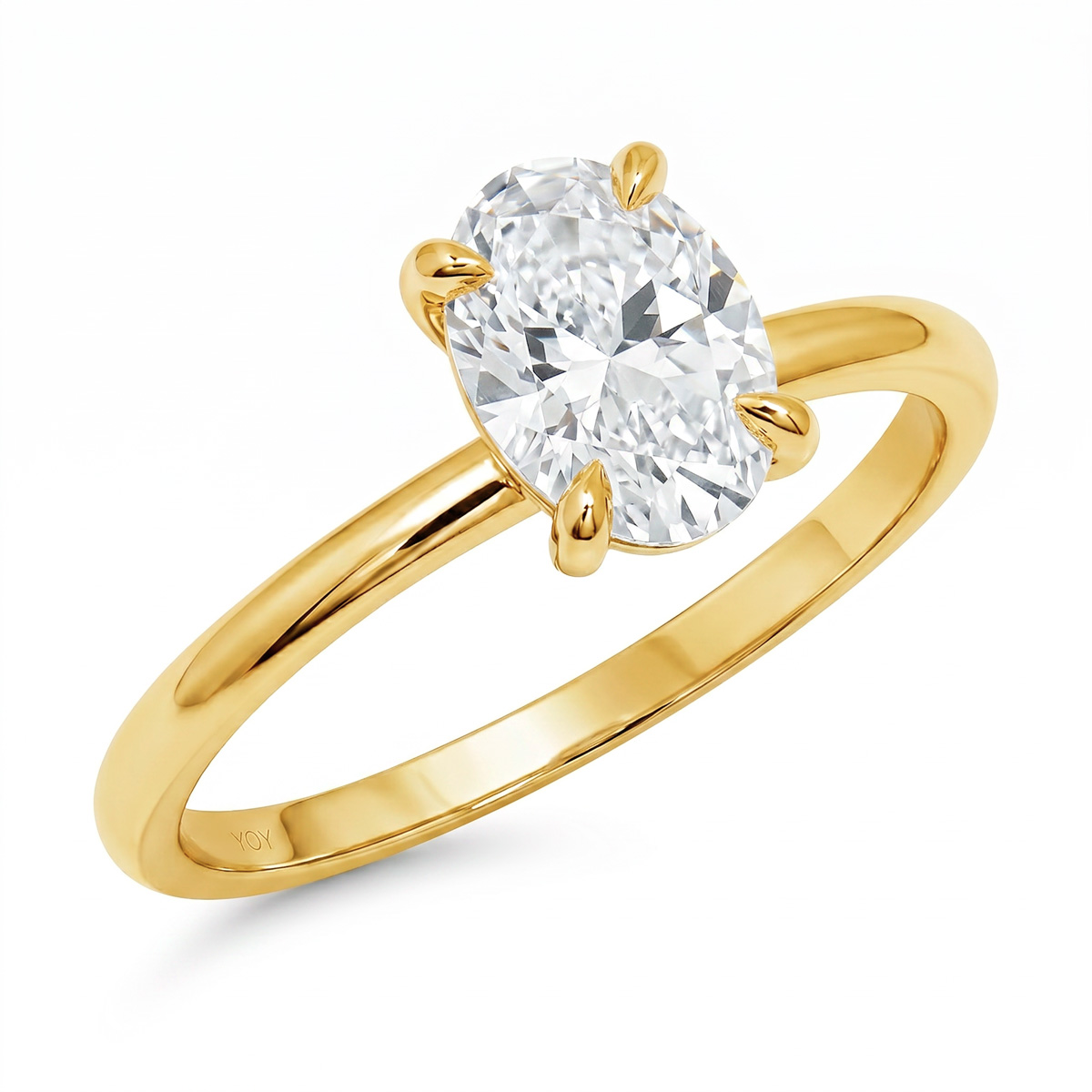 Beat of Love - Created Diamonds AURORA ovaalne solitaire 1.00 D-F/VVS teemantide sõrmus kollasest kullast - Pilt 3