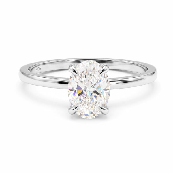 Beat of Love Created Diamonds AURORA yhden karaatin ovaali laboratoriotimanttisormus 14k valkokultaa
