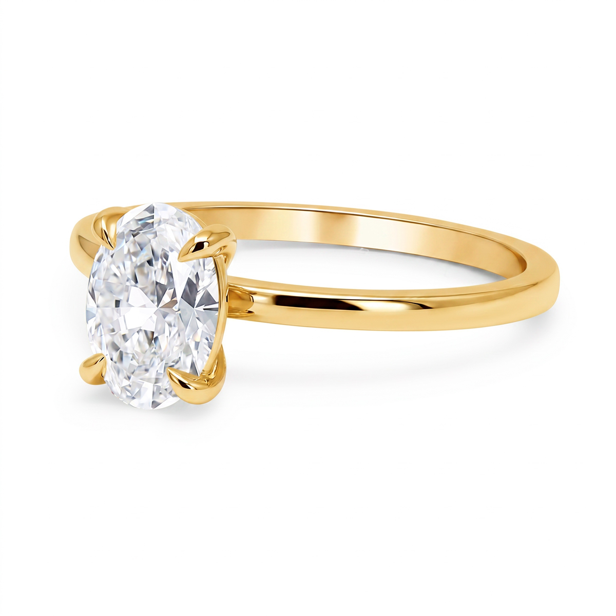 Beat of Love - Created Diamonds AURORA ovaalne solitaire 1.00 D-F/VVS teemantide sõrmus kollasest kullast - Pilt 4