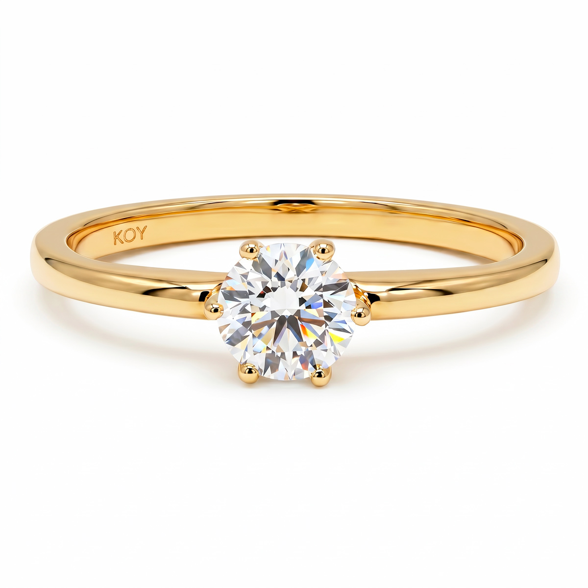0.50ct labratimanttisormus matala istutus 14k keltakultaa