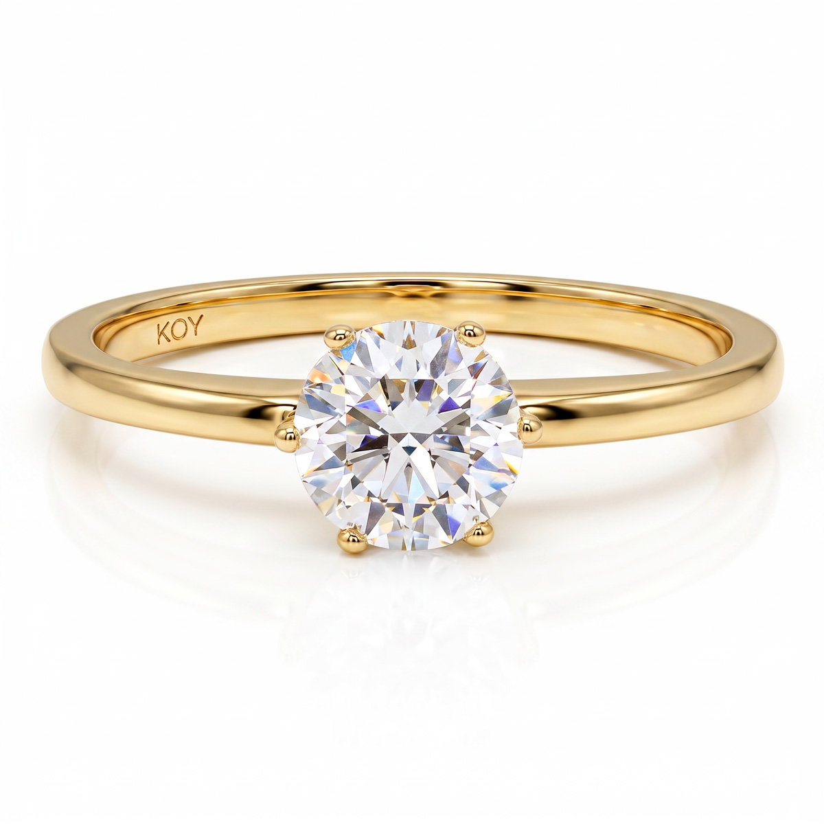 Yksikivinen solitaire labratimanttisormus 0.75 karaatin timantilla 14K keltakulta