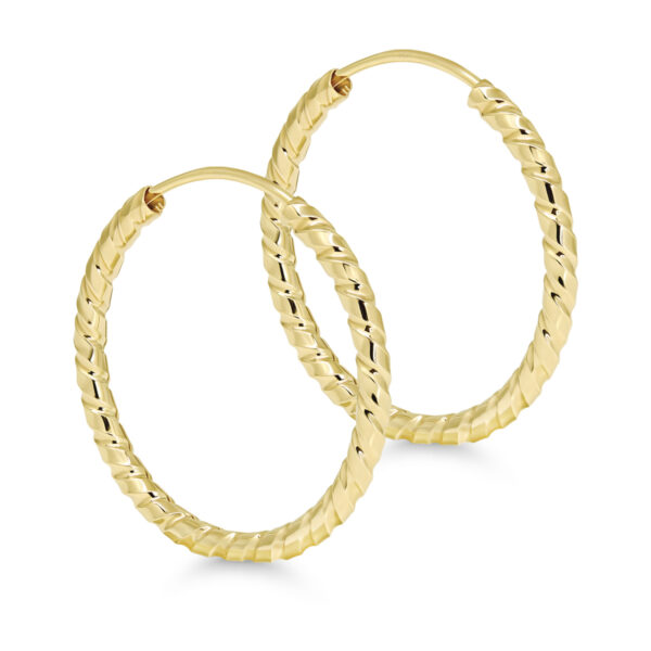 14k keltakulta putkirengas korvakorut timanttileikattu 1,5x18mm